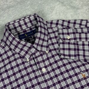 Ralph Lauren Plaid Classic Fit Button-Up Shirt, Long Sleeve, Purple, Large